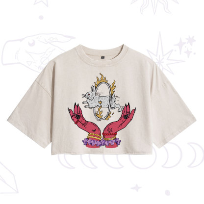Purplehecate Remera Save The Rabbit Washed Cropped T-Shirt