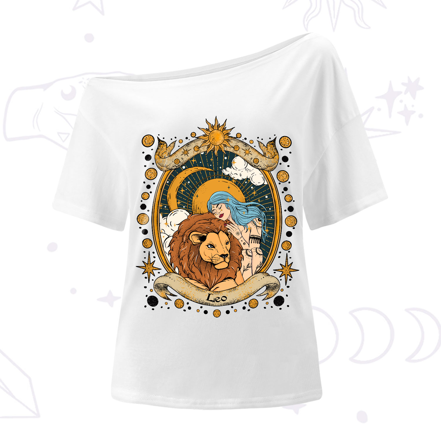 Purplehecate Leo Radiance Zodiac One-Shoulder T-Shirt