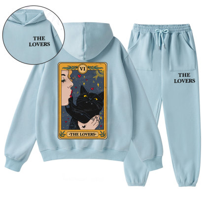 Purplehecate The Lovers Cat Tarot Fleece Hoodie Suit