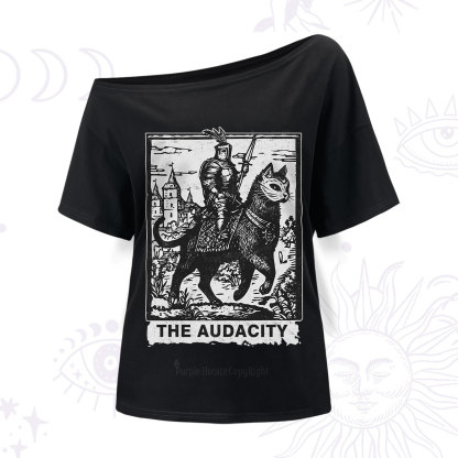 Purplehecate The Audacity Knight Cat One Shoulder T-Shirt