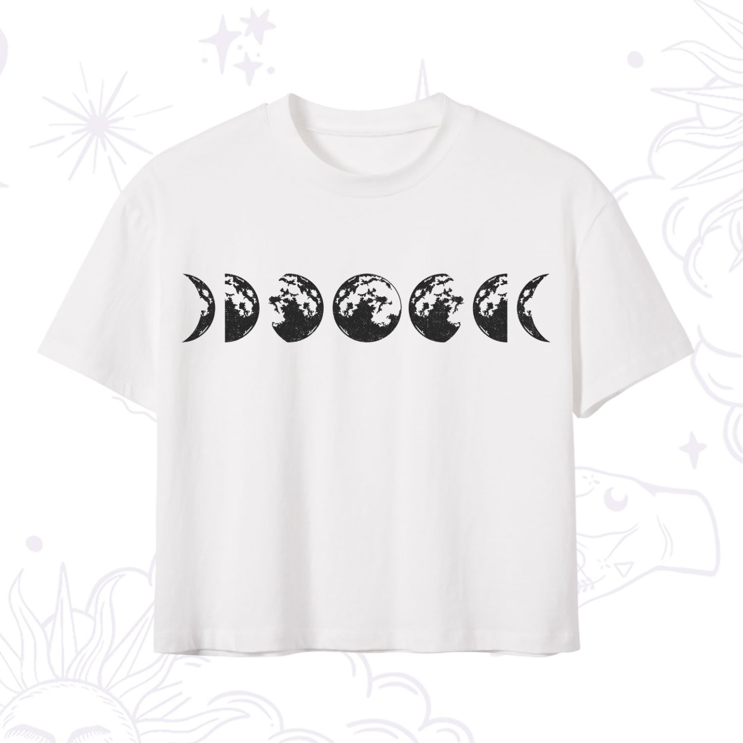 Purplehecate Moon Phases Crop T-Shirt