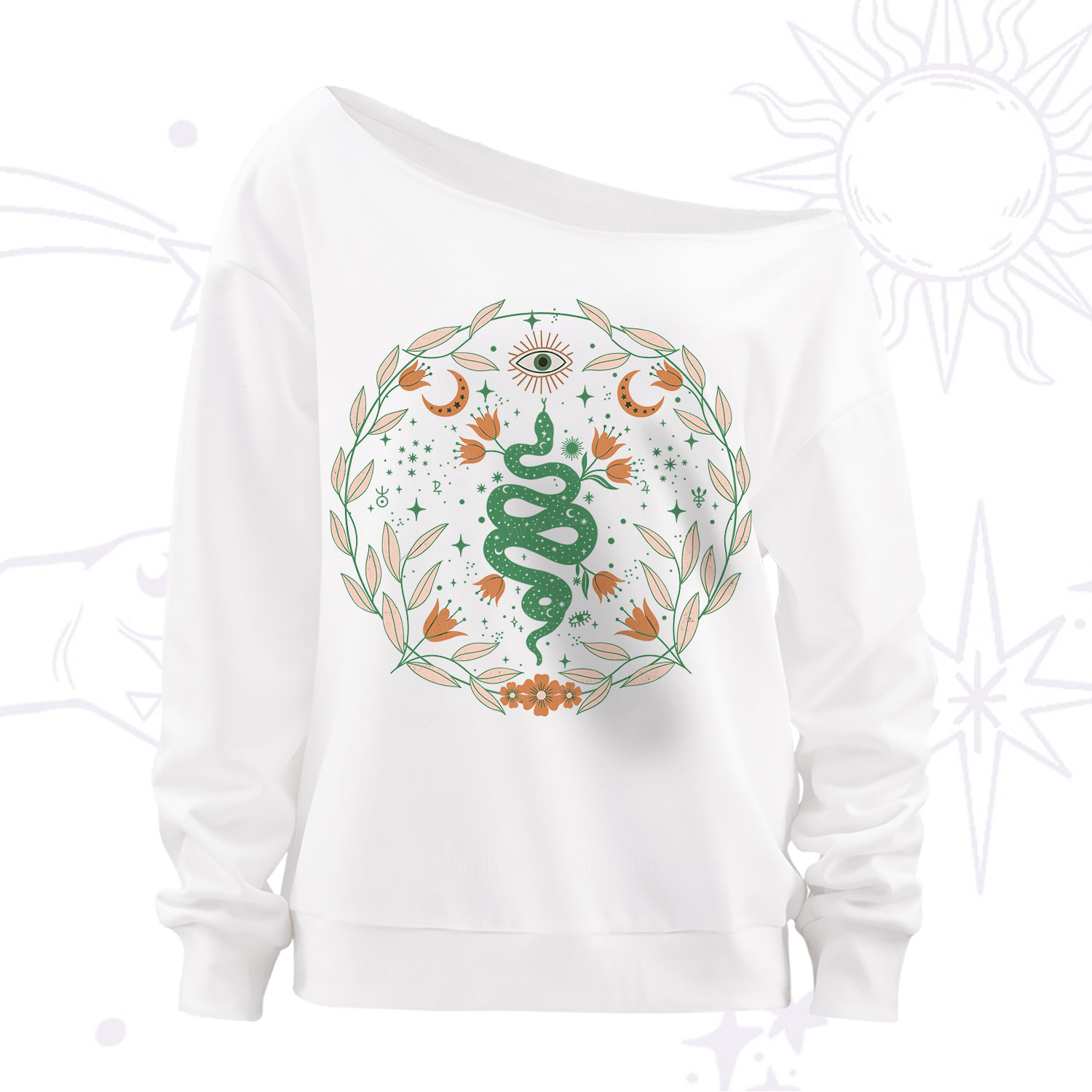 Purplehecate Mystic Serpent Off The Shoulder Sweatshirt