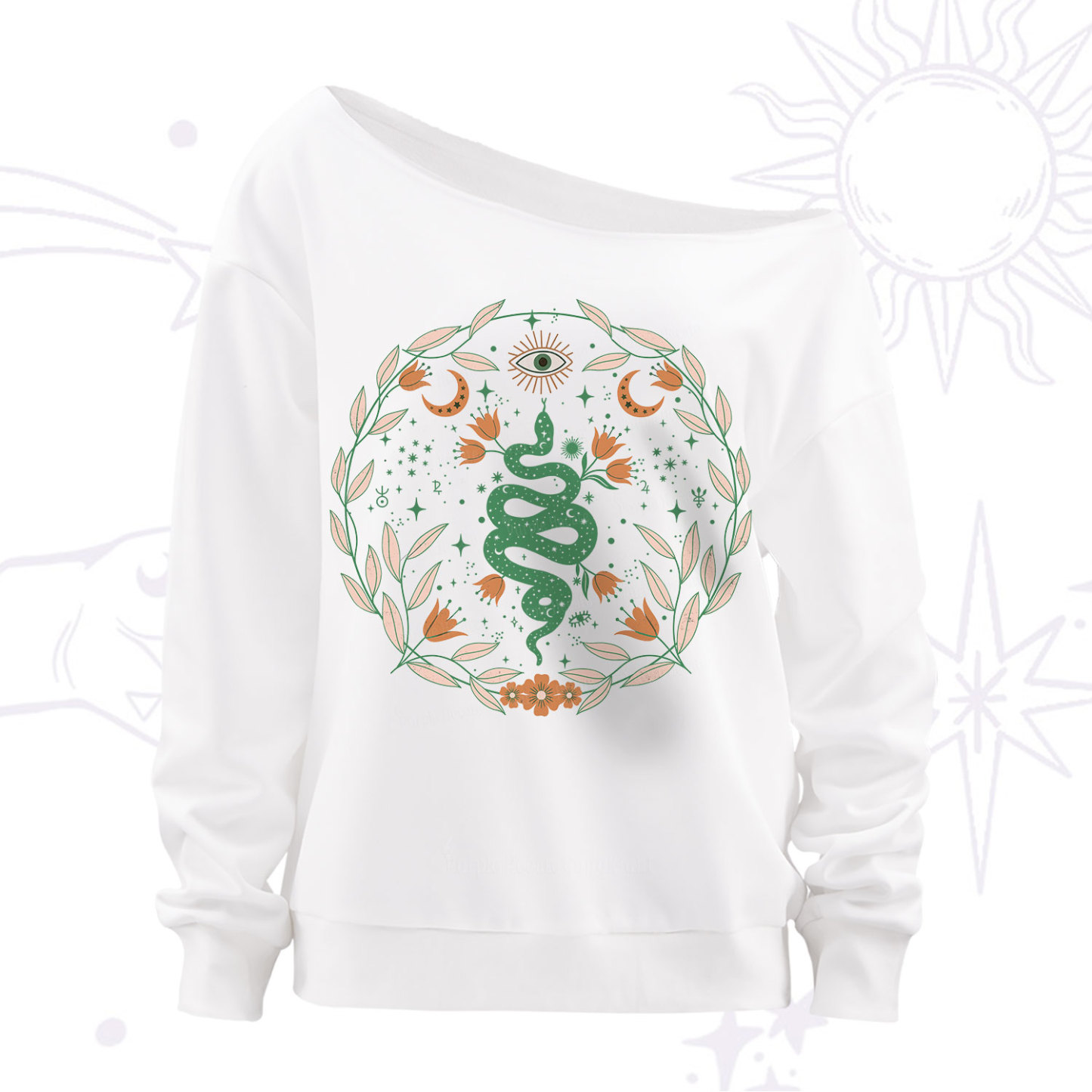 Purplehecate Mystic Serpent Off The Shoulder Sweatshirt