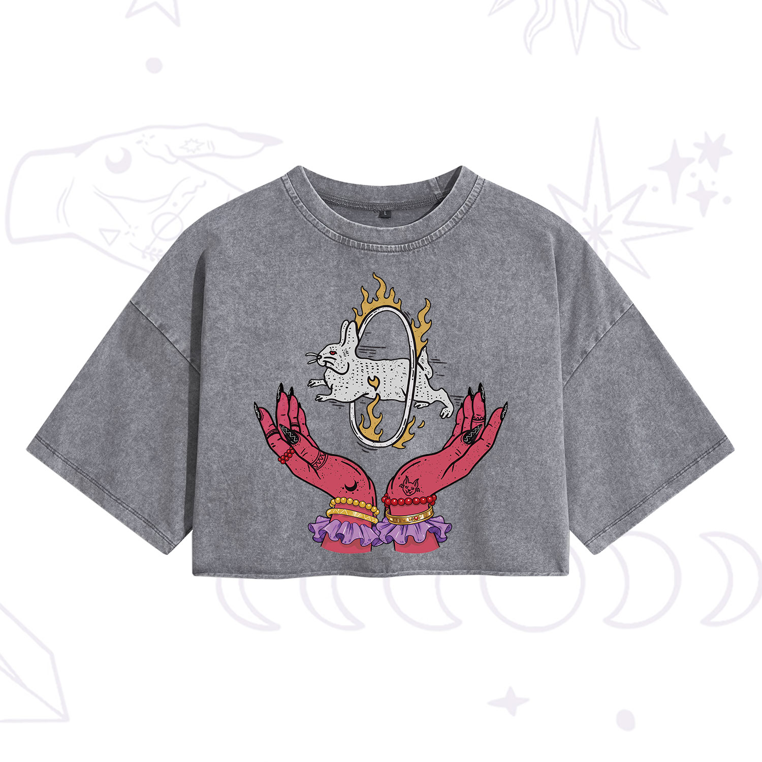 Purplehecate Remera Save The Rabbit Washed Cropped T-Shirt