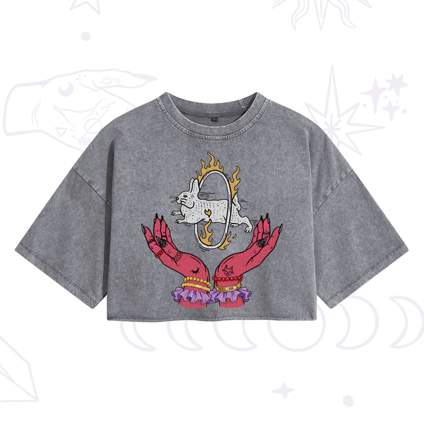 Purplehecate Remera Save The Rabbit Washed Cropped T-Shirt