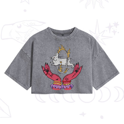 Purplehecate Remera Save The Rabbit Washed Cropped T-Shirt