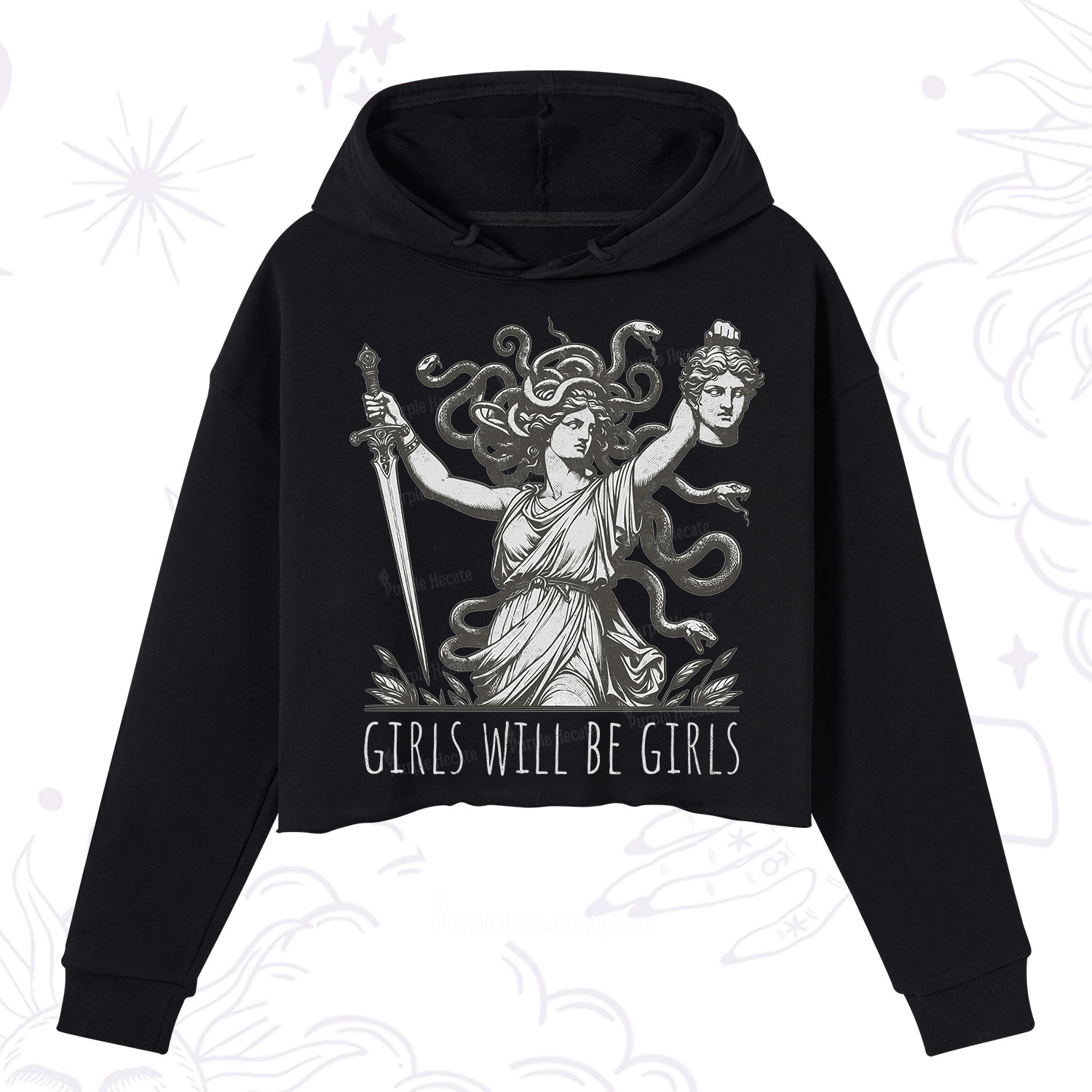 Purplehecate Girls Will Be Girls Medusa Crop Hoodie