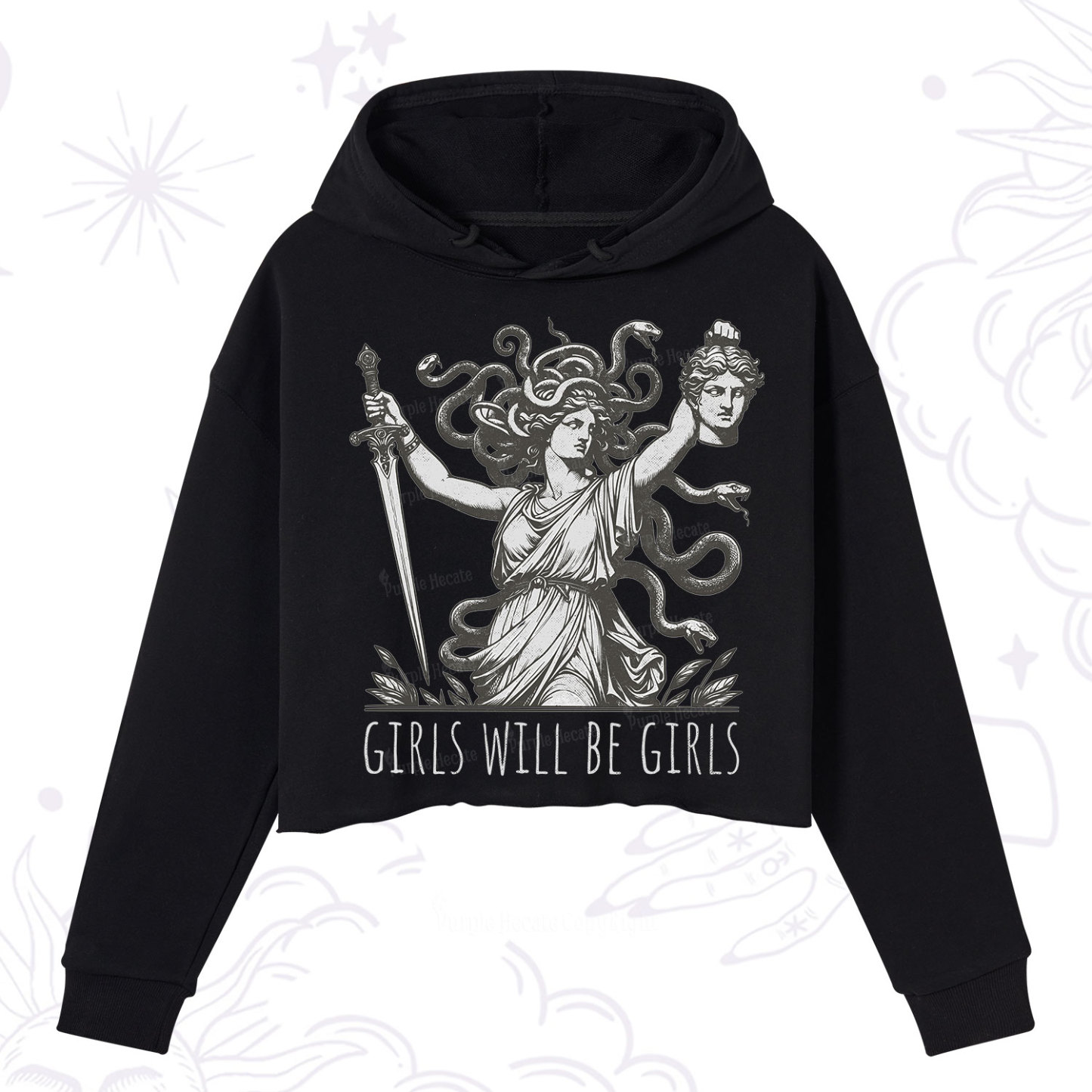 Purplehecate Girls Will Be Girls Medusa Crop Hoodie