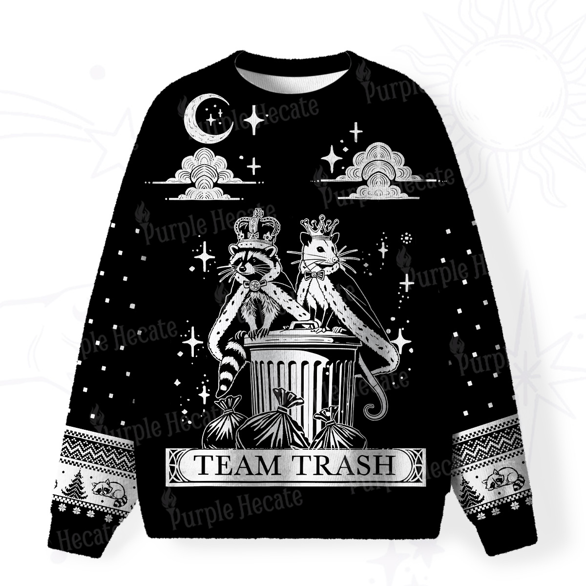 Purplehecate The Team Trash Kingdom Fuzzy Ugly Christmas Sweatshirt