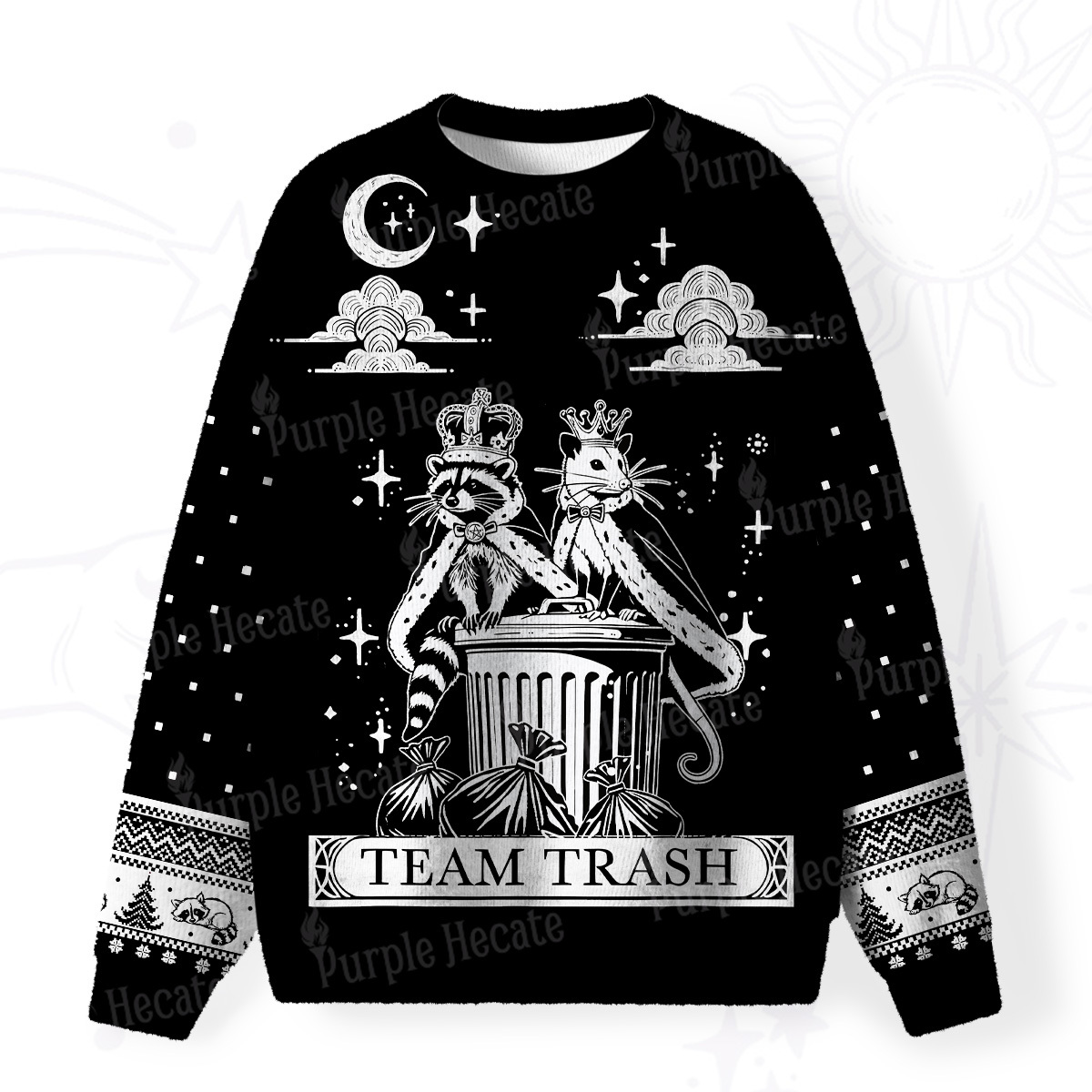 Purplehecate The Team Trash Kingdom Fuzzy Ugly Christmas Sweatshirt