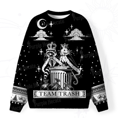 Purplehecate The Team Trash Kingdom Fuzzy Ugly Christmas Sweatshirt