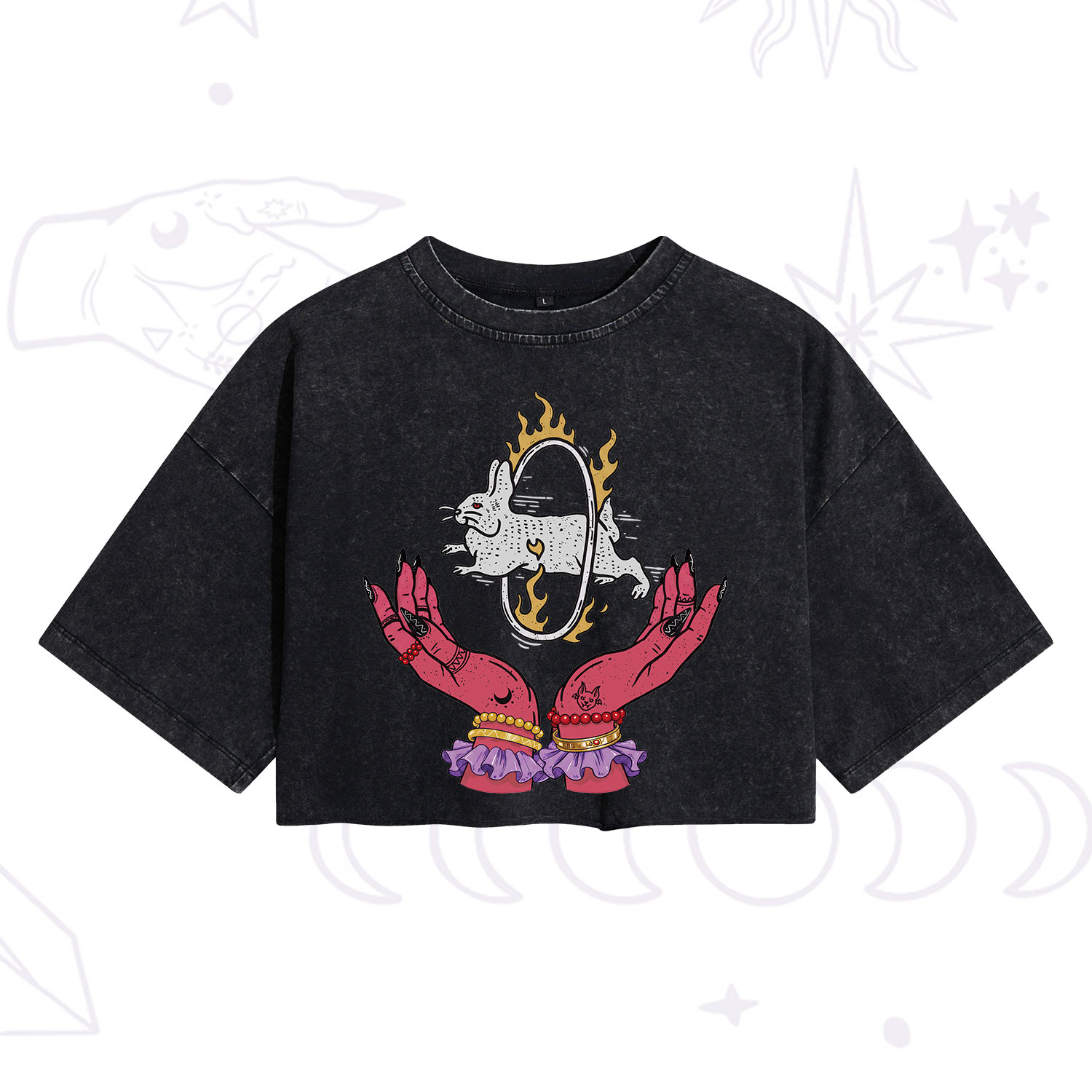 Purplehecate Remera Save The Rabbit Washed Cropped T-Shirt