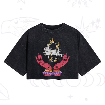 Purplehecate Remera Save The Rabbit Washed Cropped T-Shirt