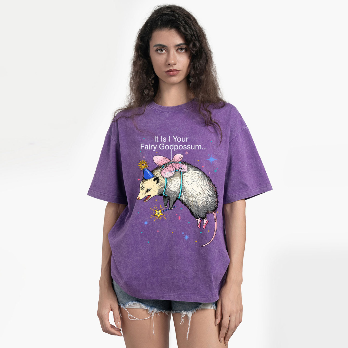 Purplehecate It Is I Your Fairy Godpossum Washed T-Shirt