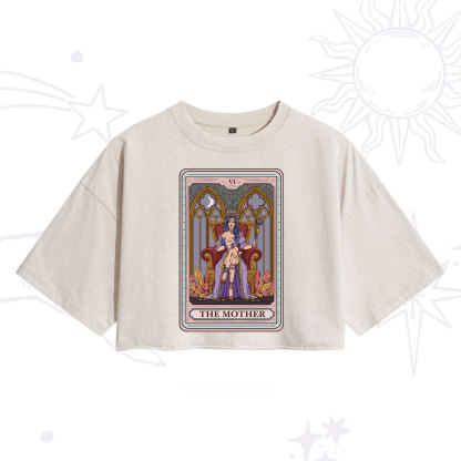 Purplehecate The Mother Tarot Card Washed Cropped T-Shirt