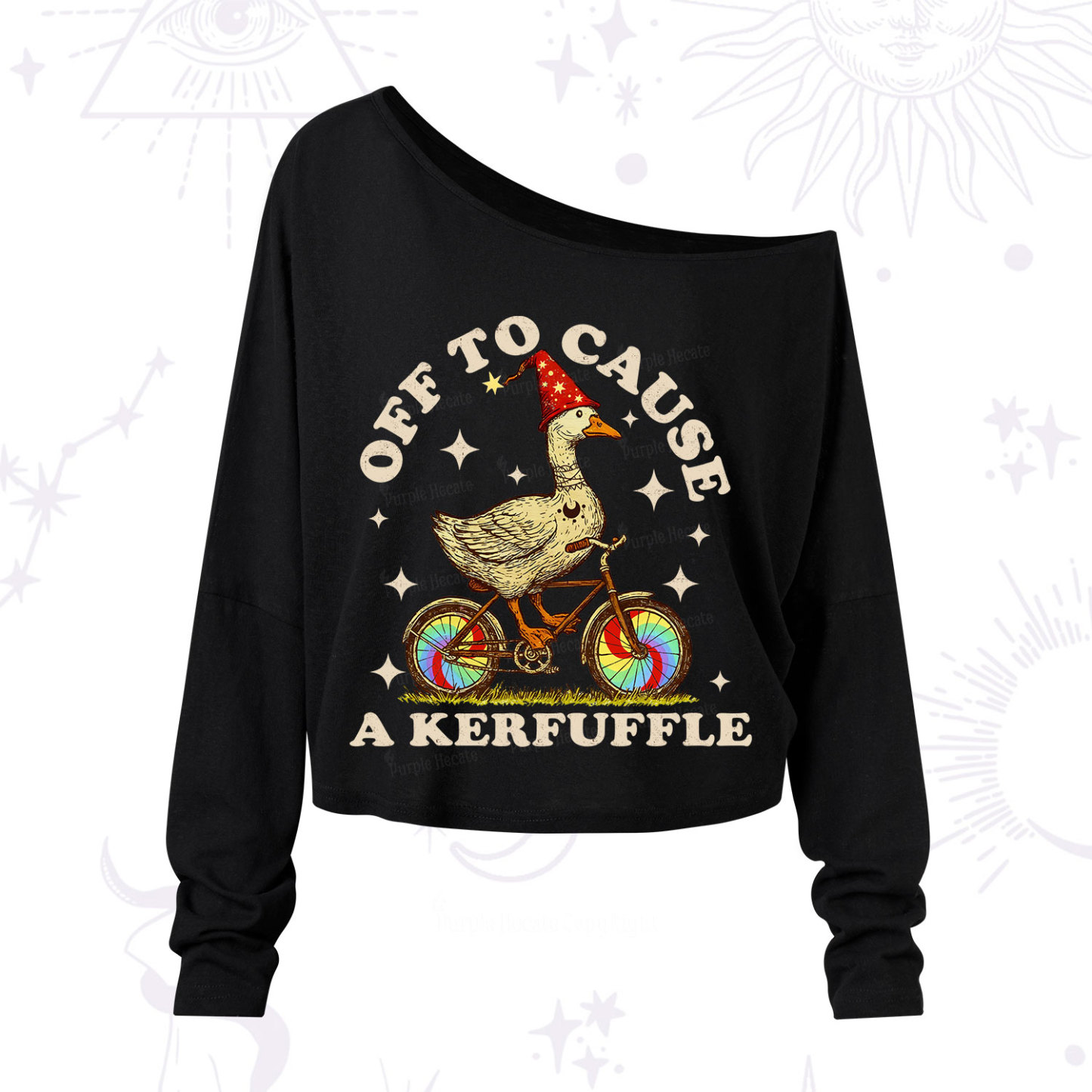 Purplehecate Off to Cause a Kerfuffle Goose One Shoulder Long Sleeve Shirt