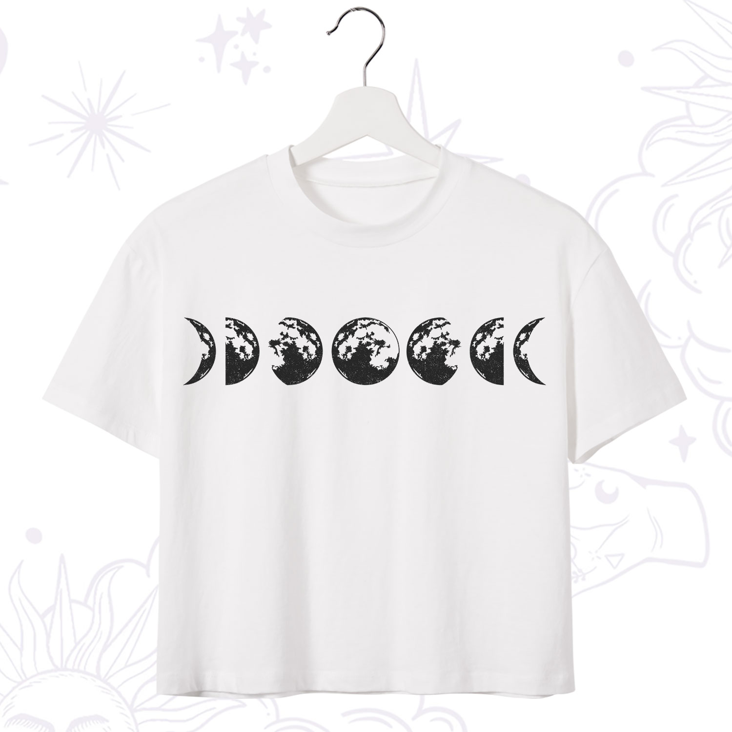 Purplehecate Moon Phases Crop T-Shirt