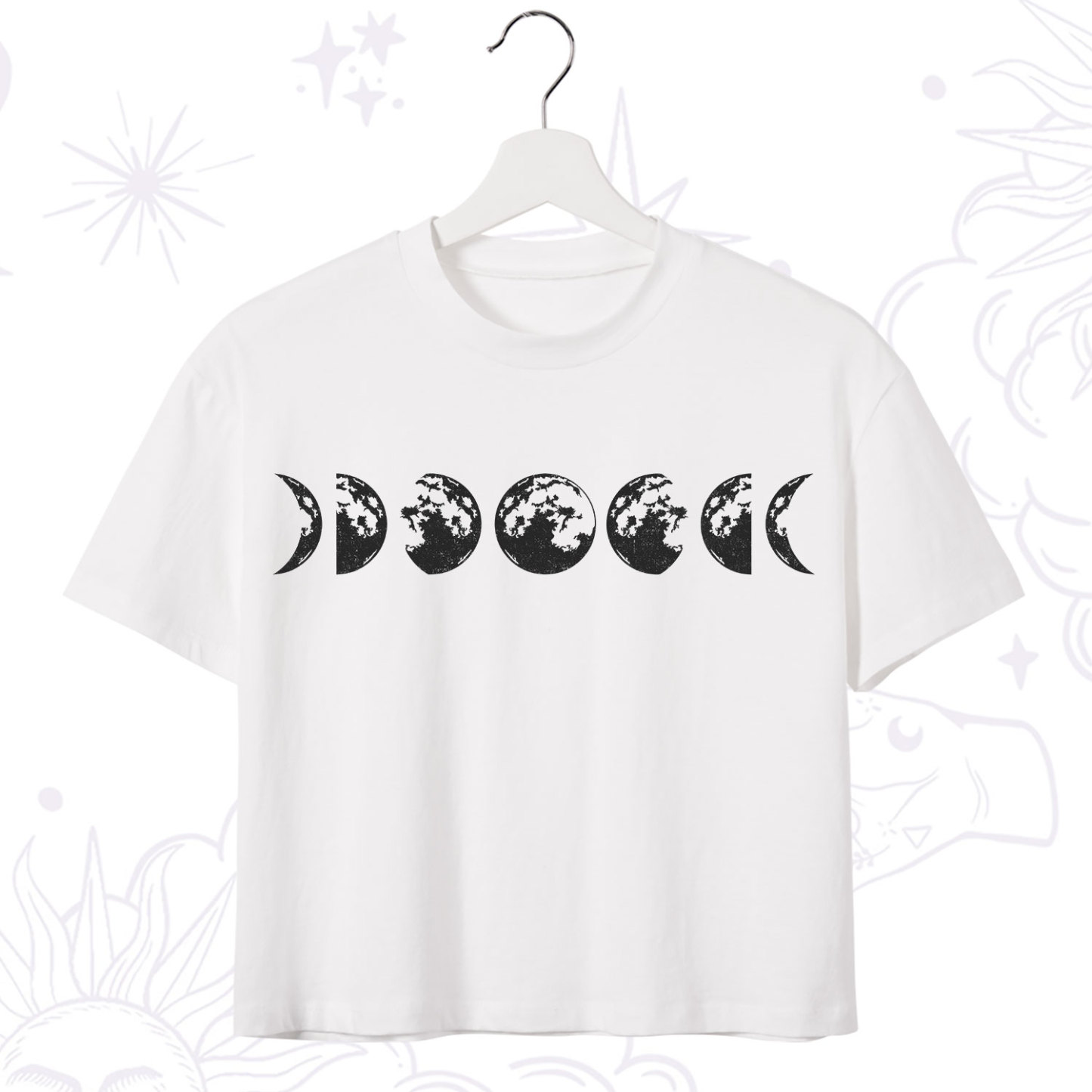 Purplehecate Moon Phases Crop T-Shirt