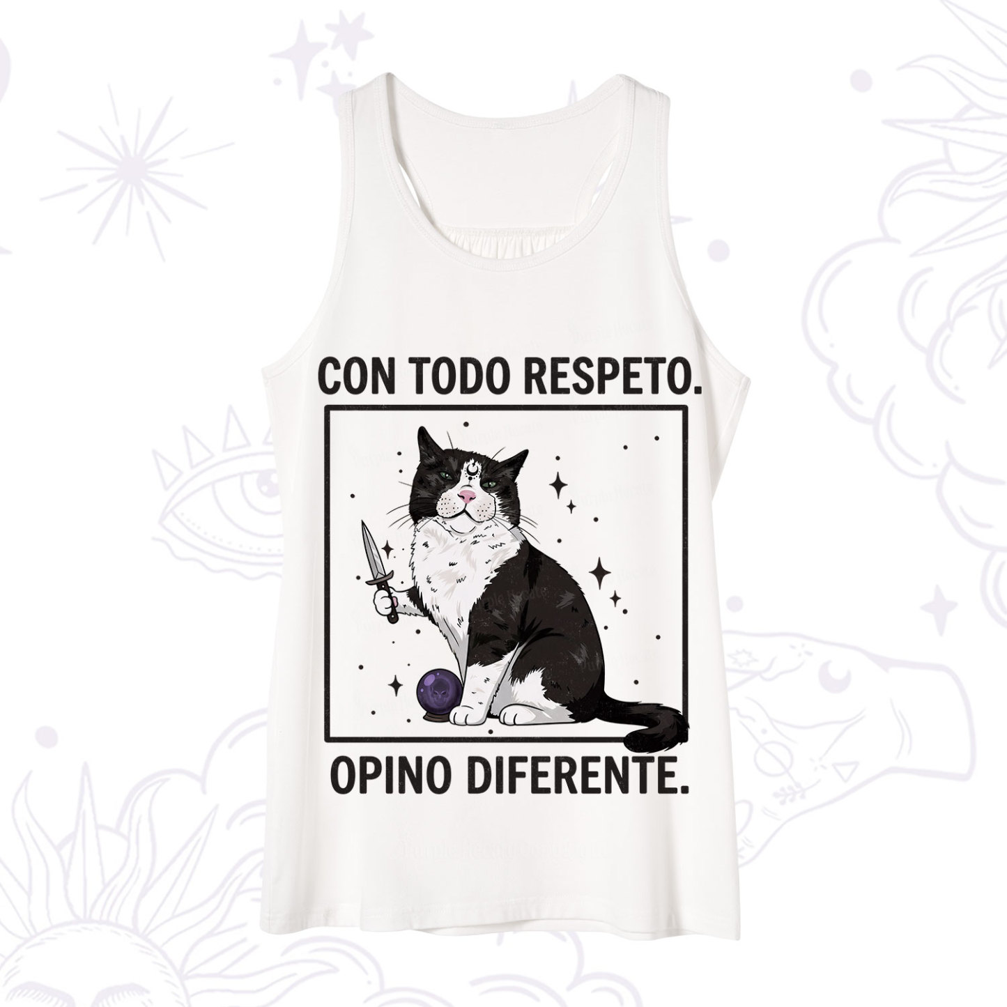 Purplehecate Funny Cat Con Todo Respeto Opino Diferente Tank