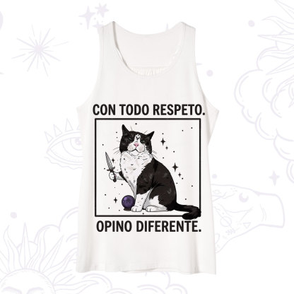 Purplehecate Funny Cat Con Todo Respeto Opino Diferente Tank