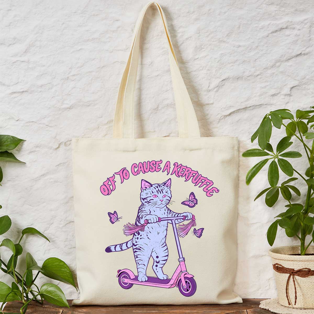 Purplehecate Off To Cause A Kerfuffle Cat Tote Bag