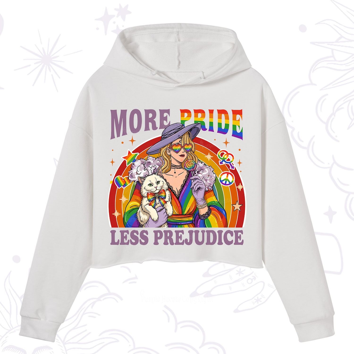 Purplehecate More Pride Less Prejudice Rainbow Crop Hoodie