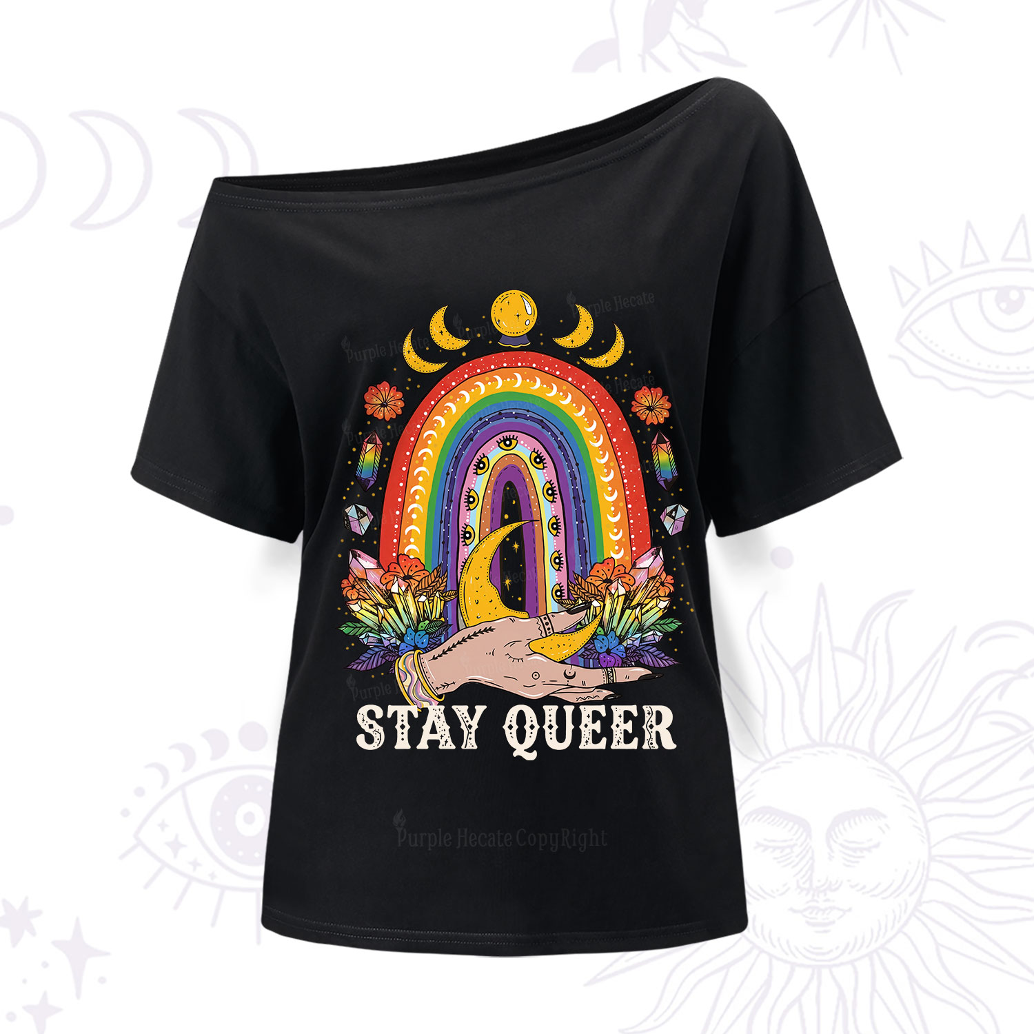 Purplehecate Stay Queer One Shoulder T-Shirt