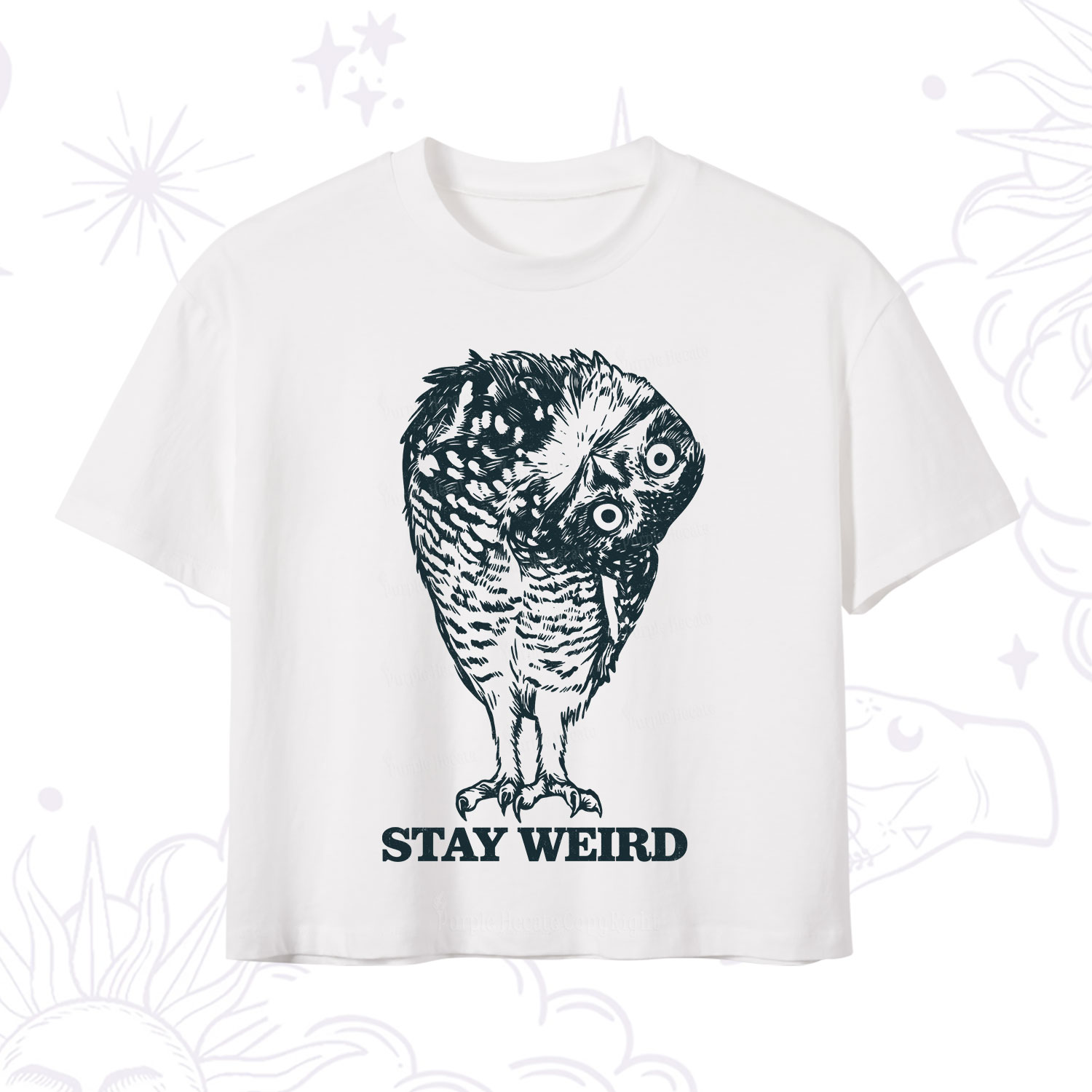 Purplehecate Stay Weird Innocent Owl Crop T-Shirt