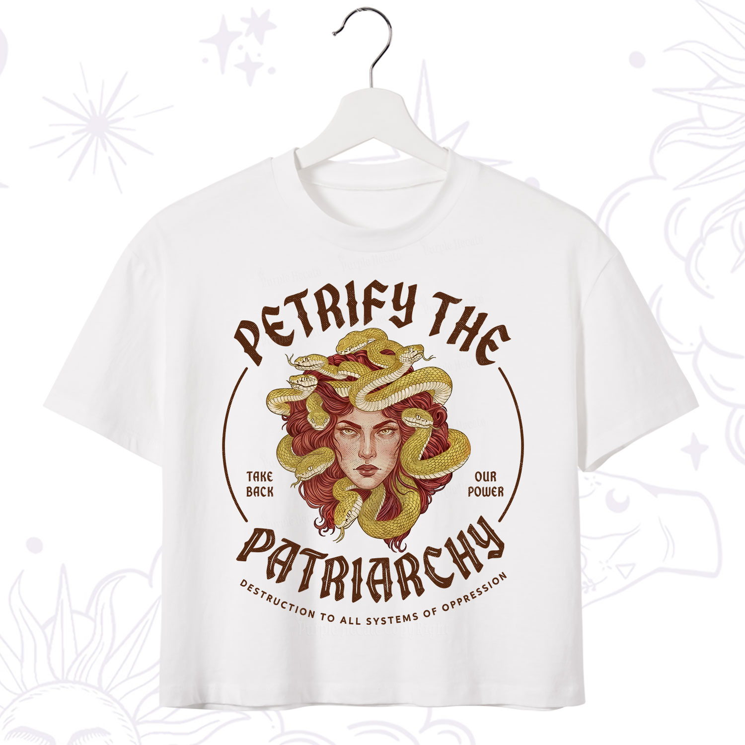 Purplehecate Petrify Patriarchy Medusa Crop T-Shirt