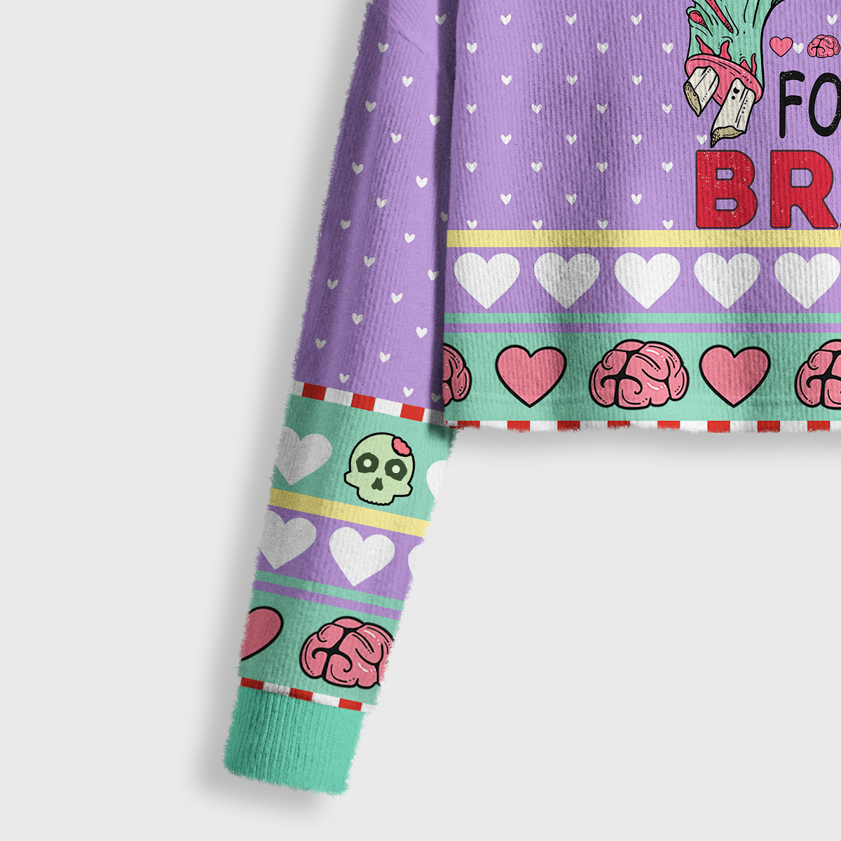 Purplehecate I Love You For Your Brains Crop Fuzzy Ugly Sweatshirt