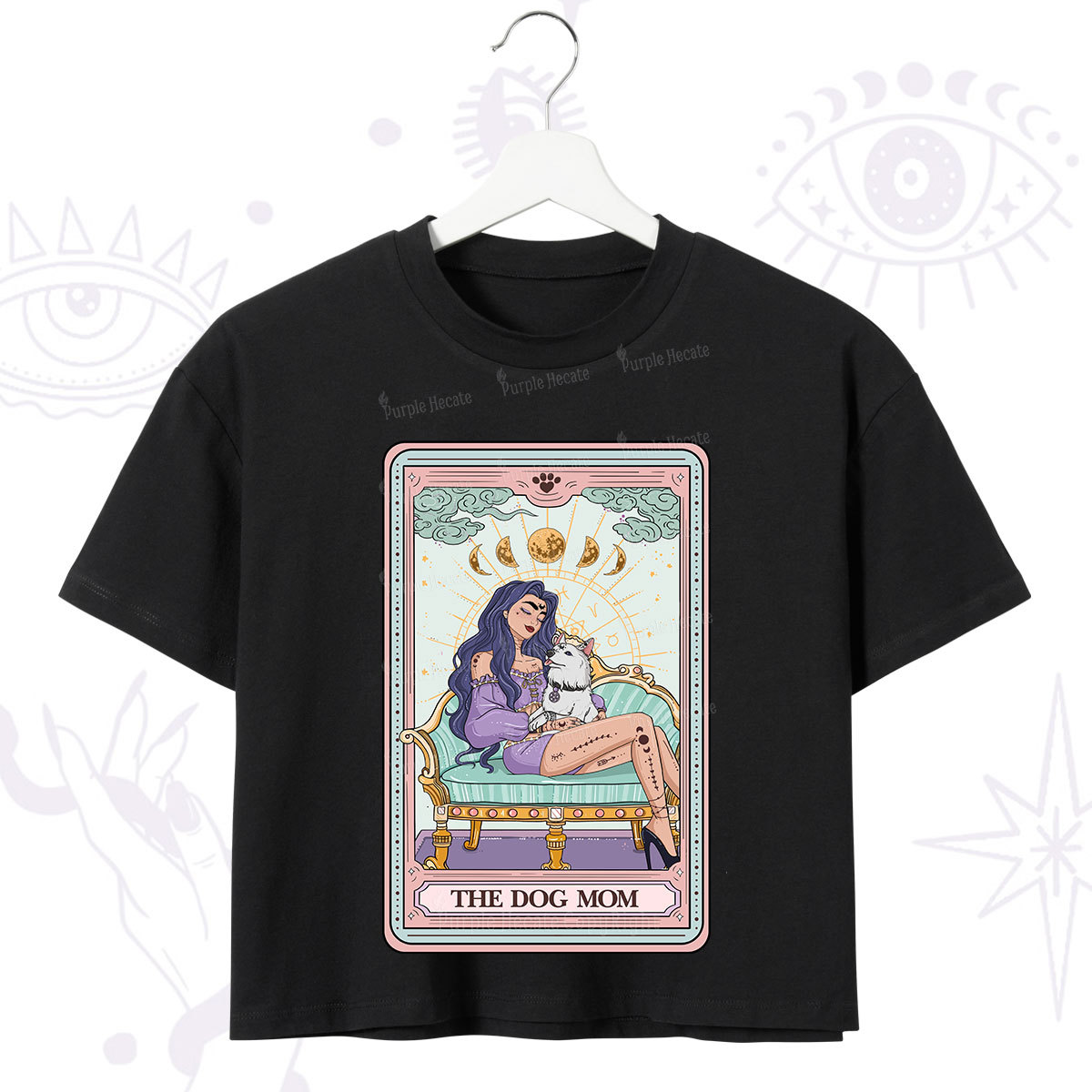 Purplehecate The Dog Mom Tarot Card Crop T-Shirt