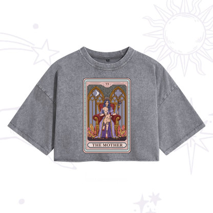 Purplehecate The Mother Tarot Card Washed Cropped T-Shirt