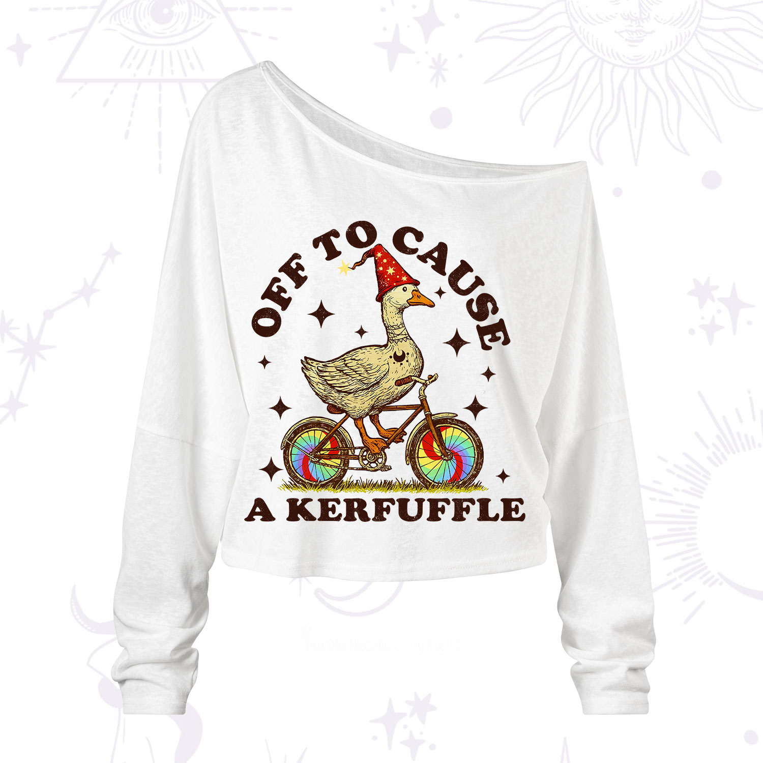 Purplehecate Off to Cause a Kerfuffle Goose One Shoulder Long Sleeve Shirt