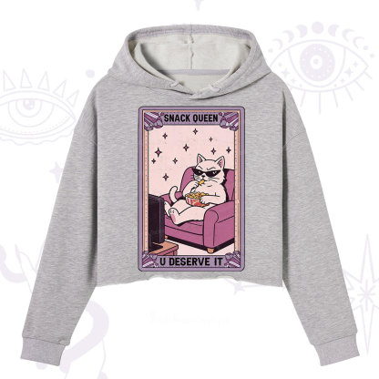 Purplehecate The Snack Queen Cat Tarot Crop Hoodie