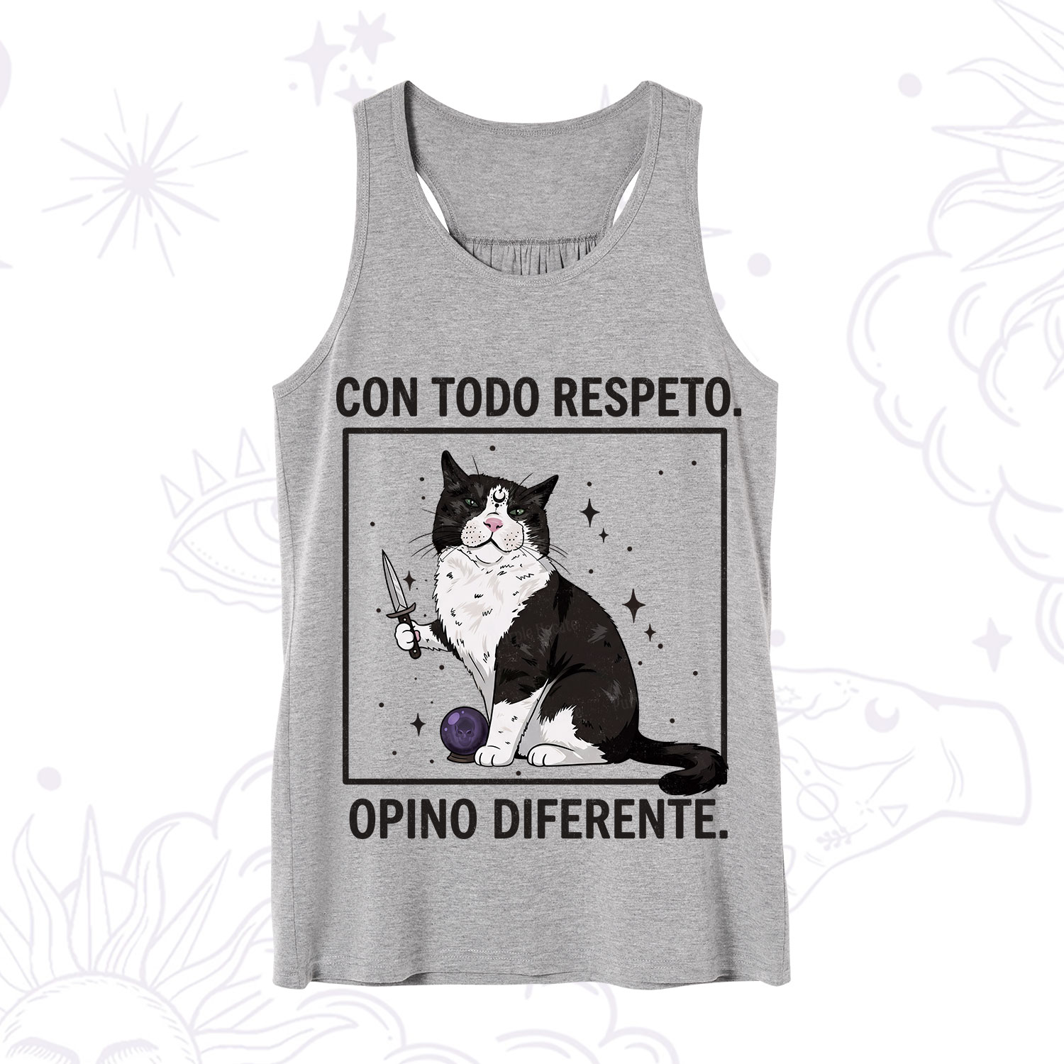 Purplehecate Funny Cat Con Todo Respeto Opino Diferente Tank