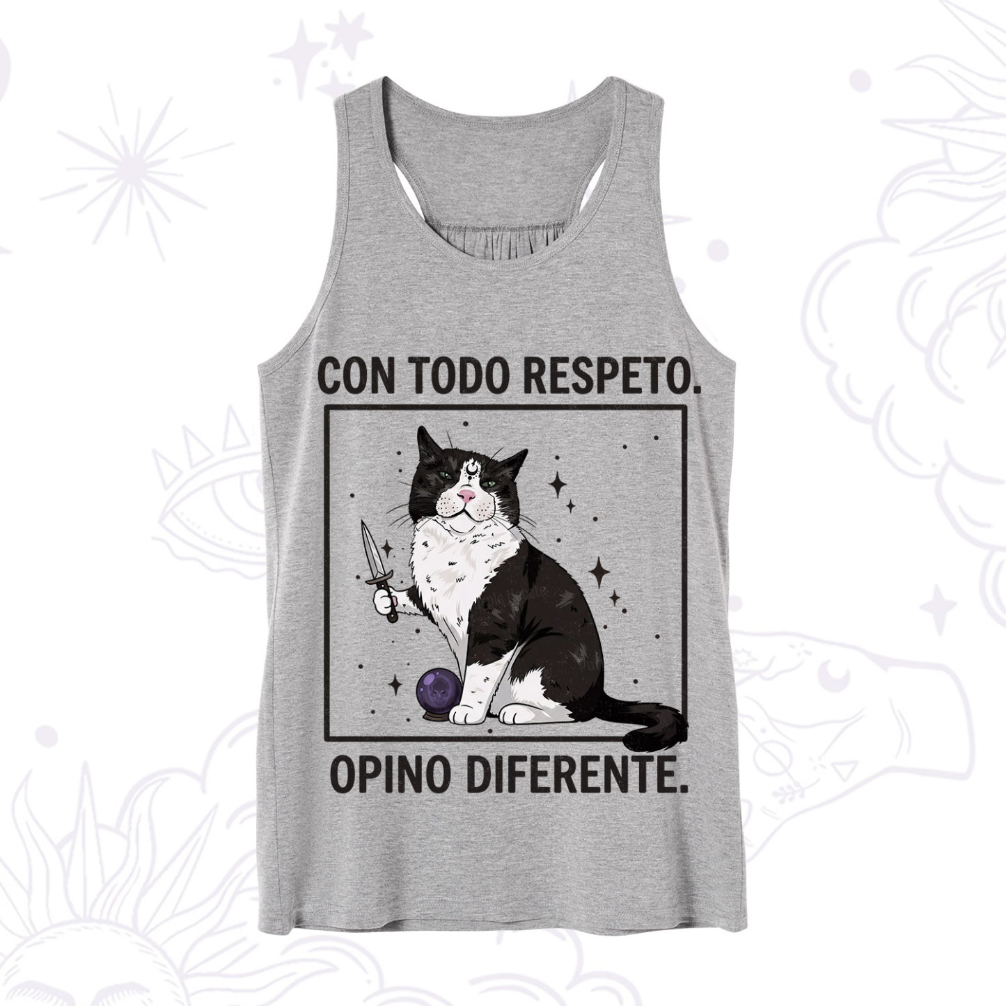 Purplehecate Funny Cat Con Todo Respeto Opino Diferente Tank