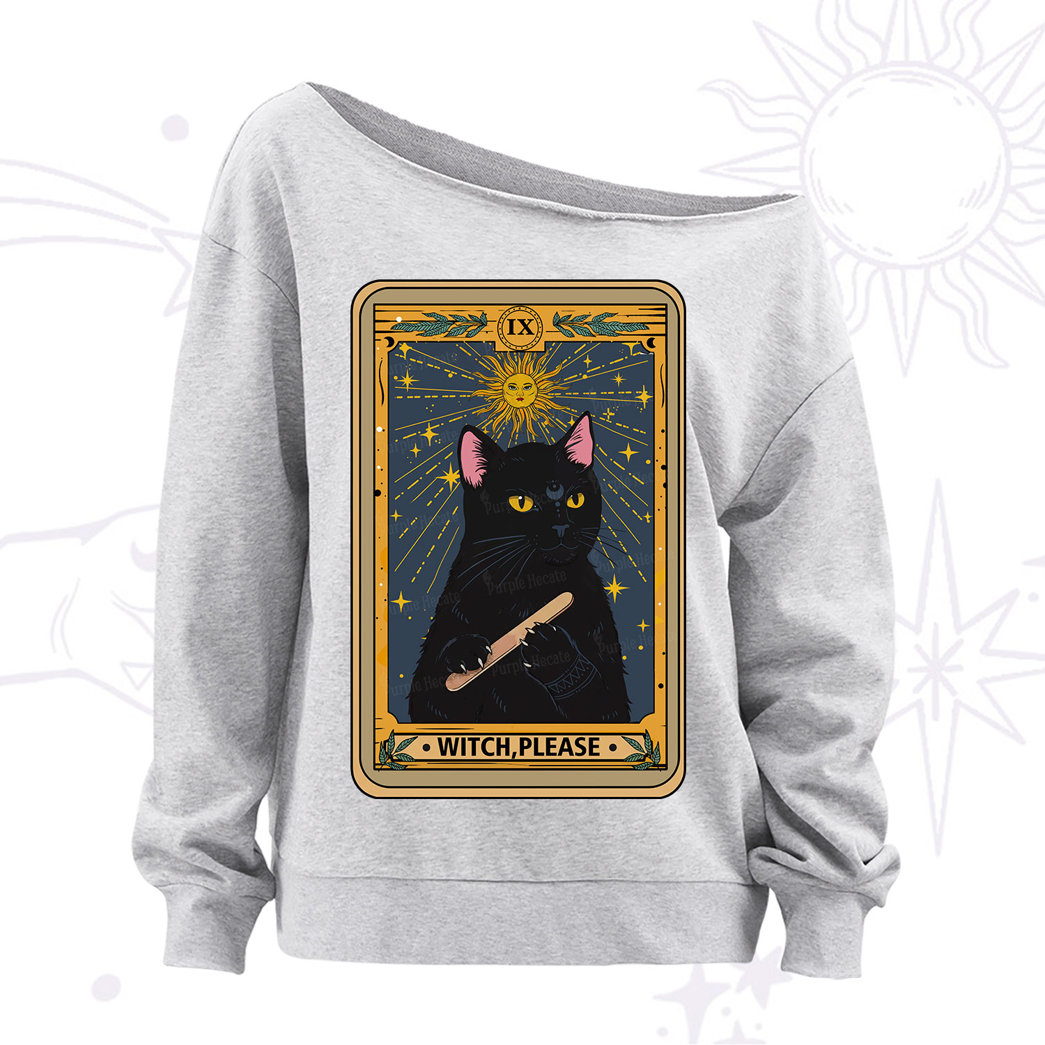 Purplehecate The Witch Please Tarot Off The Shoulder Sweatshirt