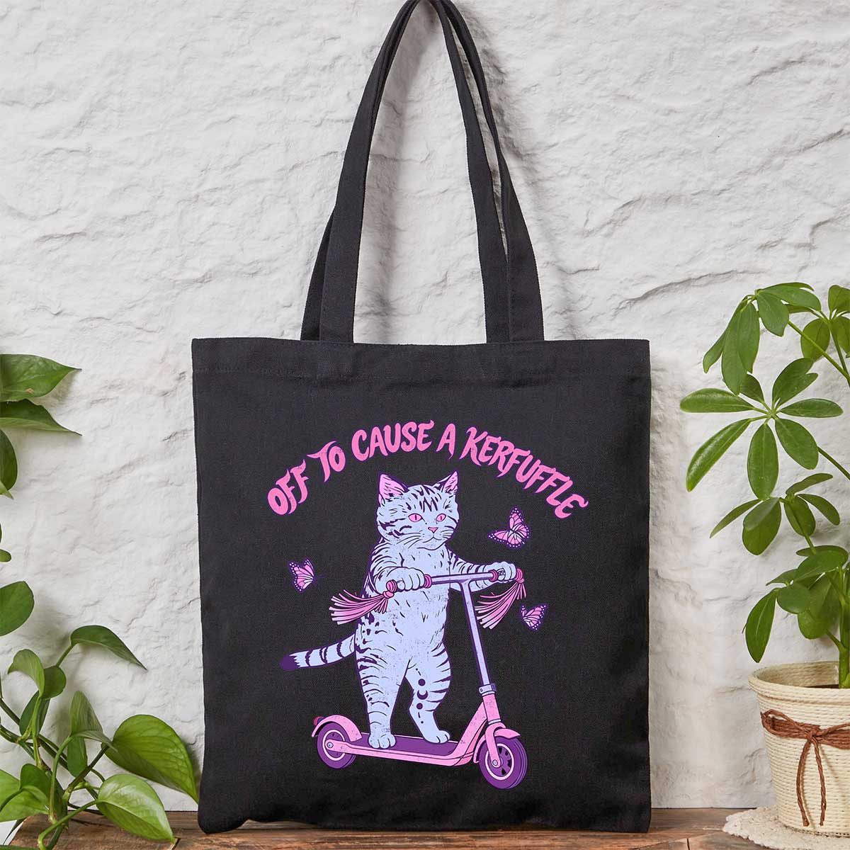 Purplehecate Off To Cause A Kerfuffle Cat Tote Bag