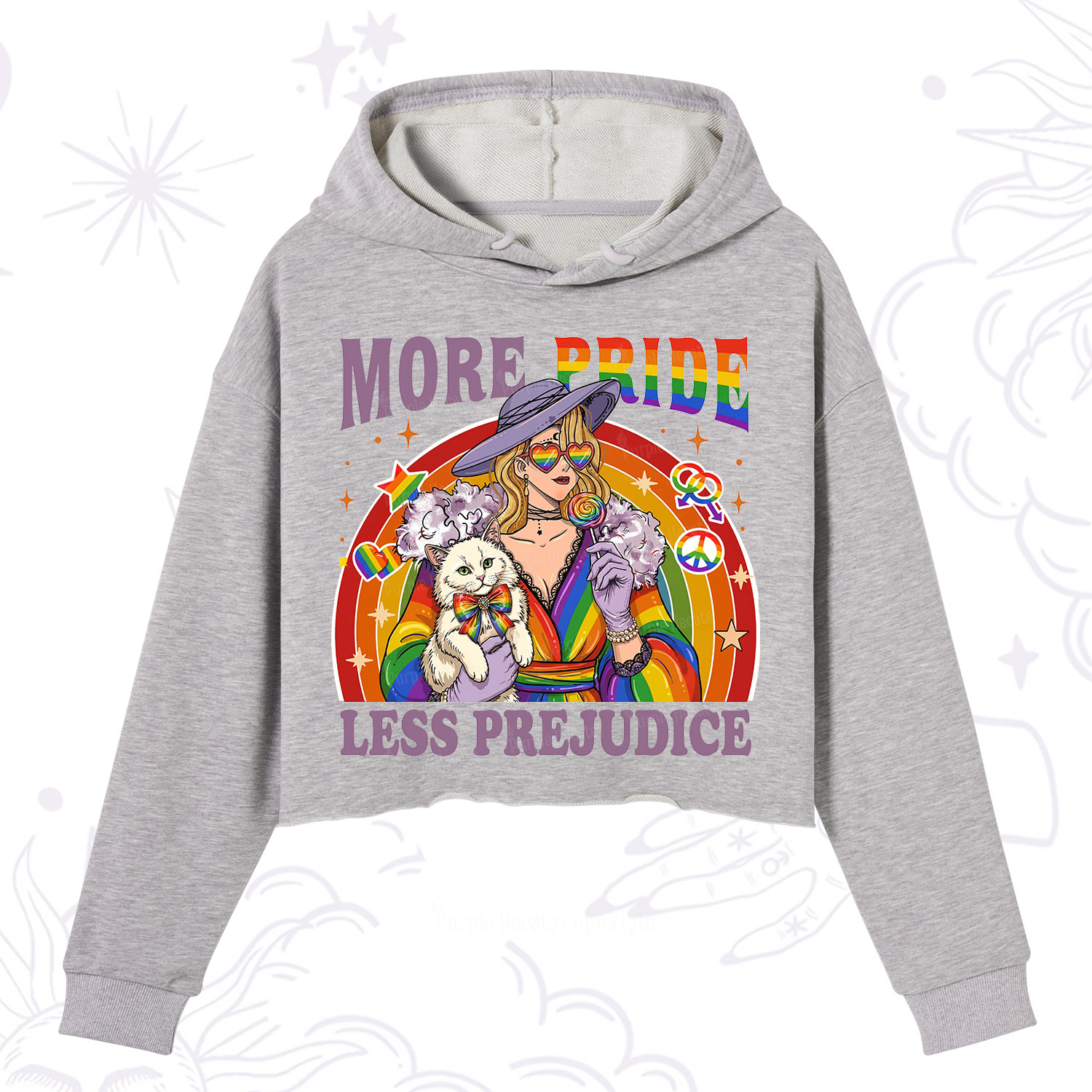 Purplehecate More Pride Less Prejudice Rainbow Crop Hoodie
