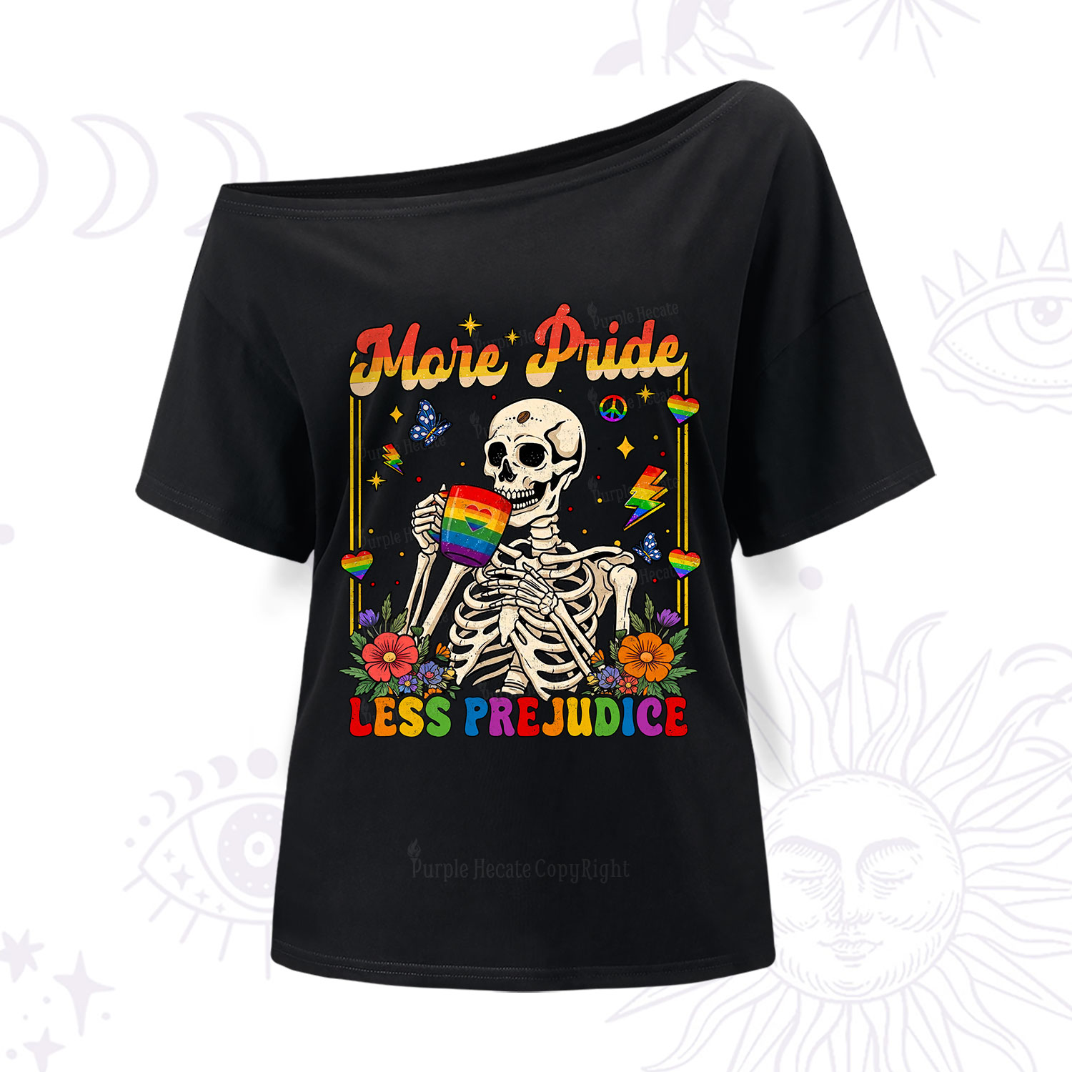 Purplehecate More Pride Less Prejudice Skeleton One Shoulder T-Shirt