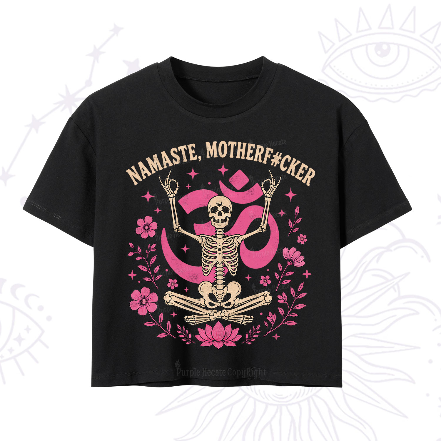 Purplehecate Namaste Motherf*cker Skeleton Crop T-Shirt