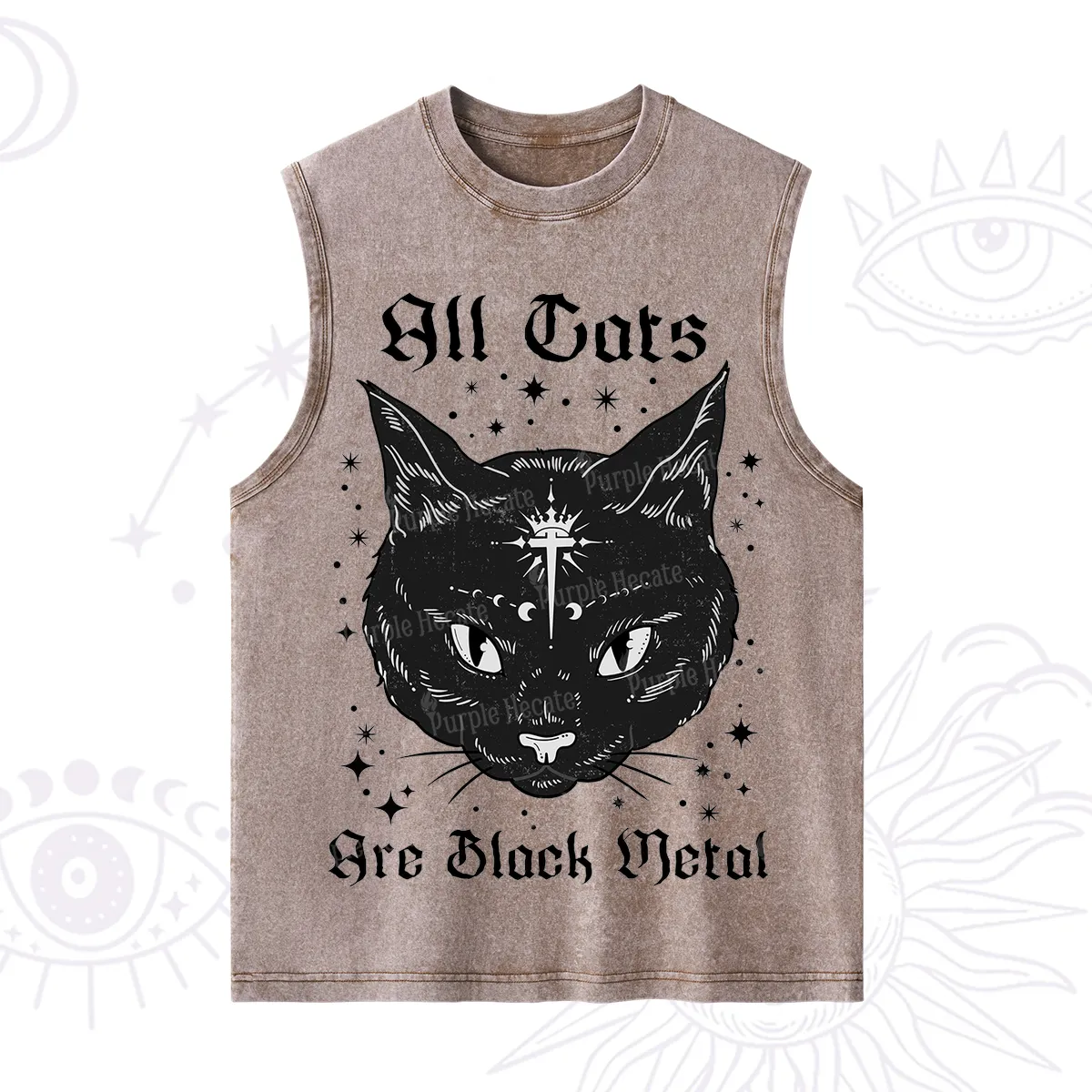 Purplehecate All Cats Are Black Metal Washed Tank