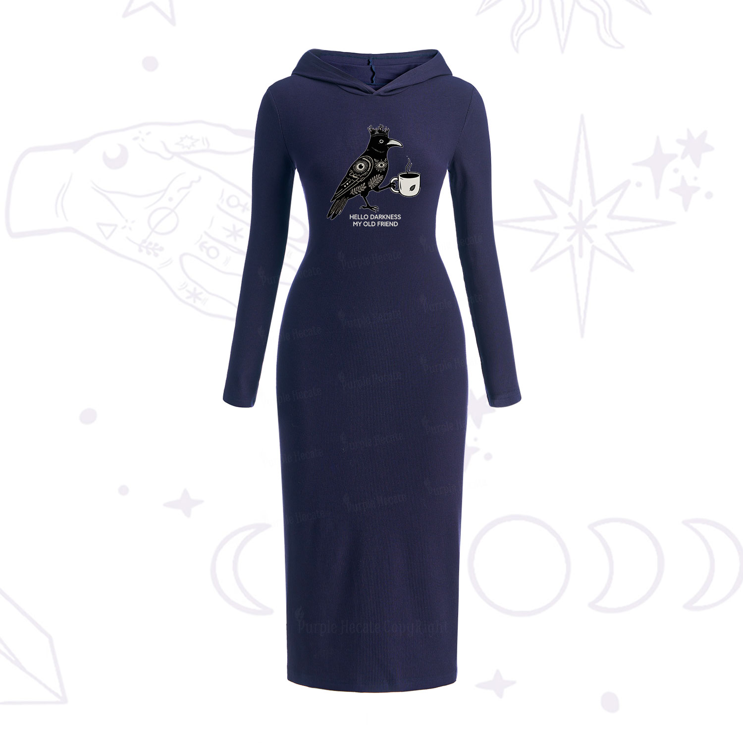 Purplehecate Hello Darkness My Old Friend Hooded Knit Dress