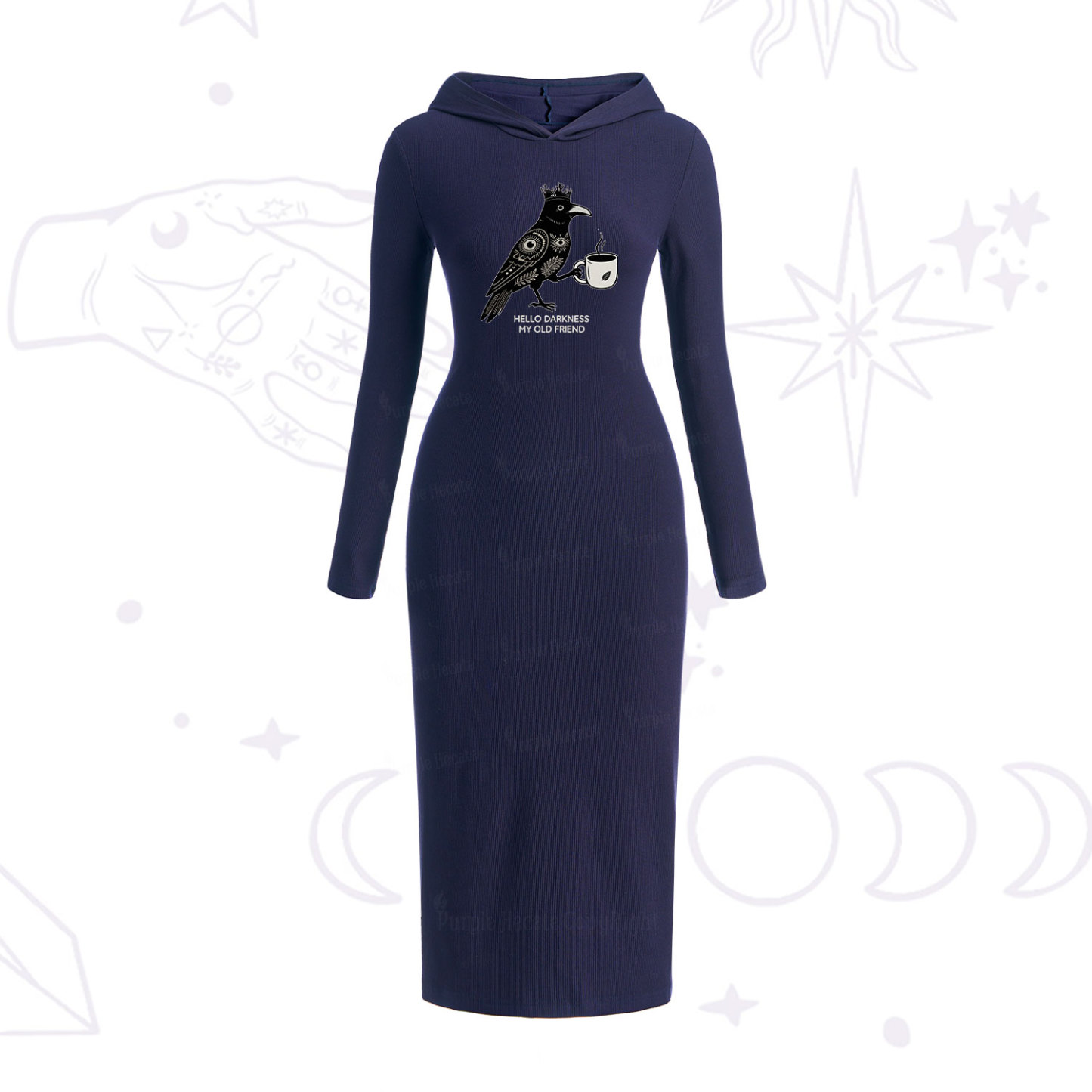 Purplehecate Hello Darkness My Old Friend Hooded Knit Dress
