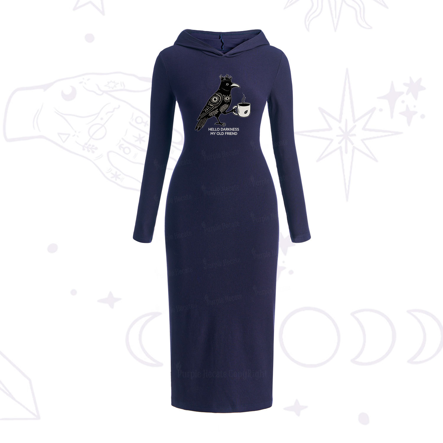Purplehecate Hello Darkness My Old Friend Hooded Knit Dress