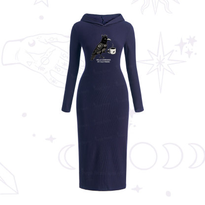 Purplehecate Hello Darkness My Old Friend Hooded Knit Dress