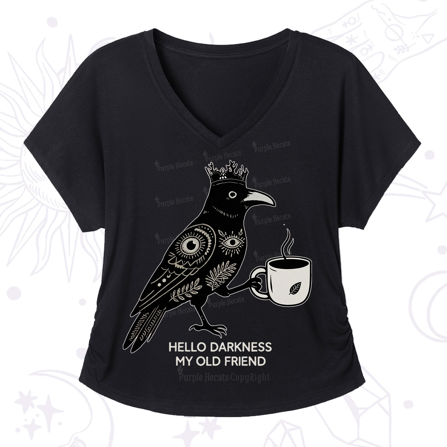 Purplehecate Hello Darkness My Old Friend V-Neck T-Shirt