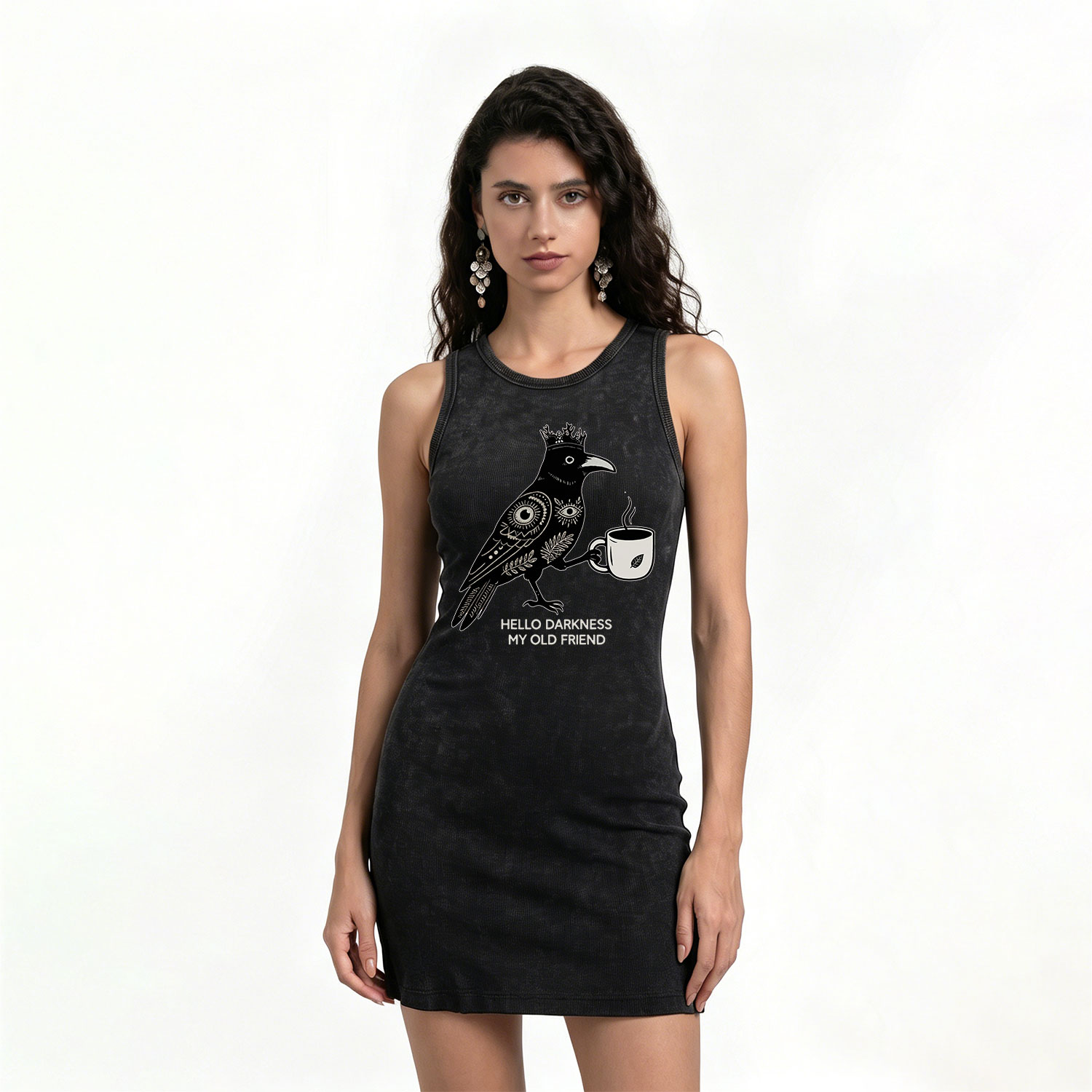 Purplehecate Hello Darkness My Old Friend Vintage Bodycon Tank Dress