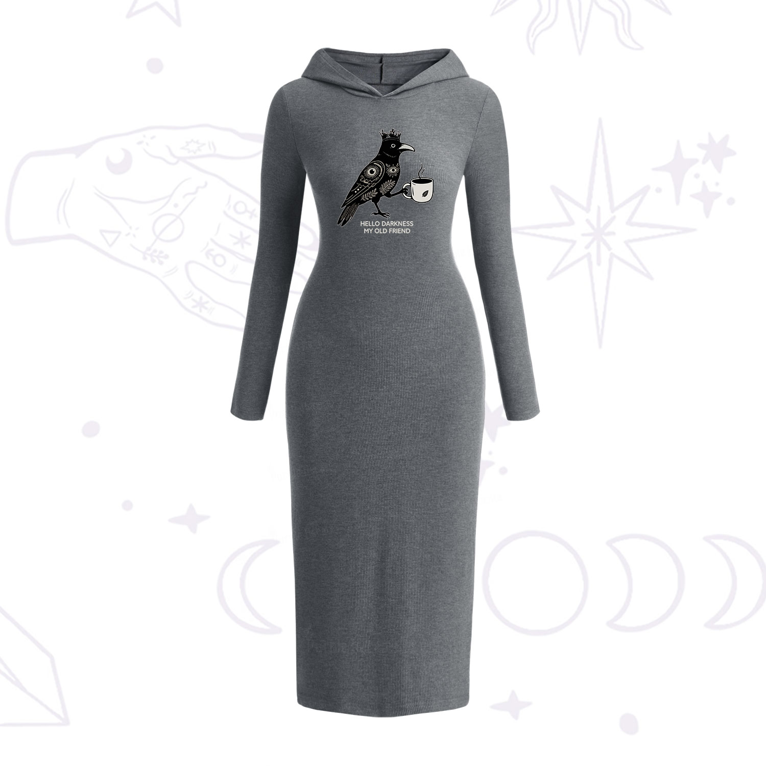 Purplehecate Hello Darkness My Old Friend Hooded Knit Dress