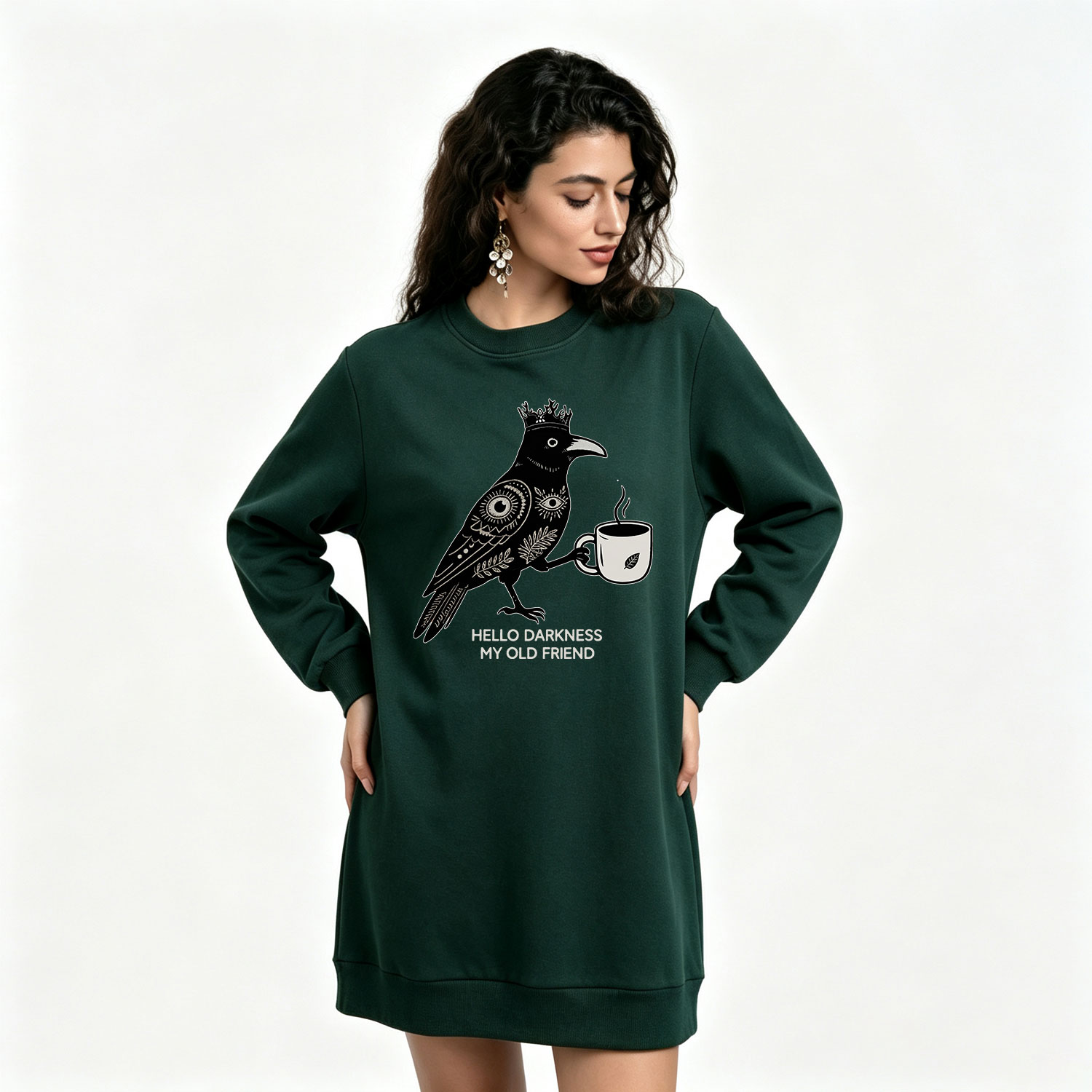 Purplehecate Hello Darkness My Old Friend Sweatshirt Dress